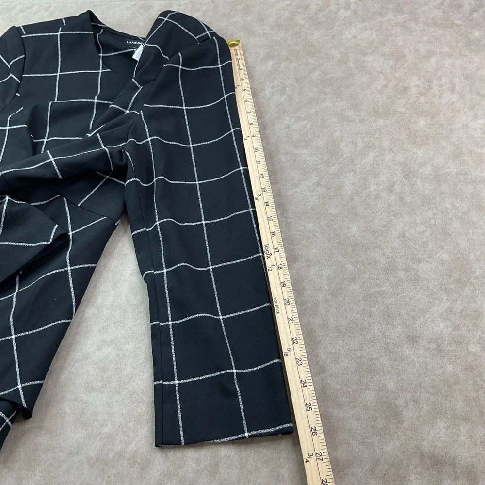 Lane Bryant Windowpane Peplum Blazer Full Zip Black White Career‎ Womens 22